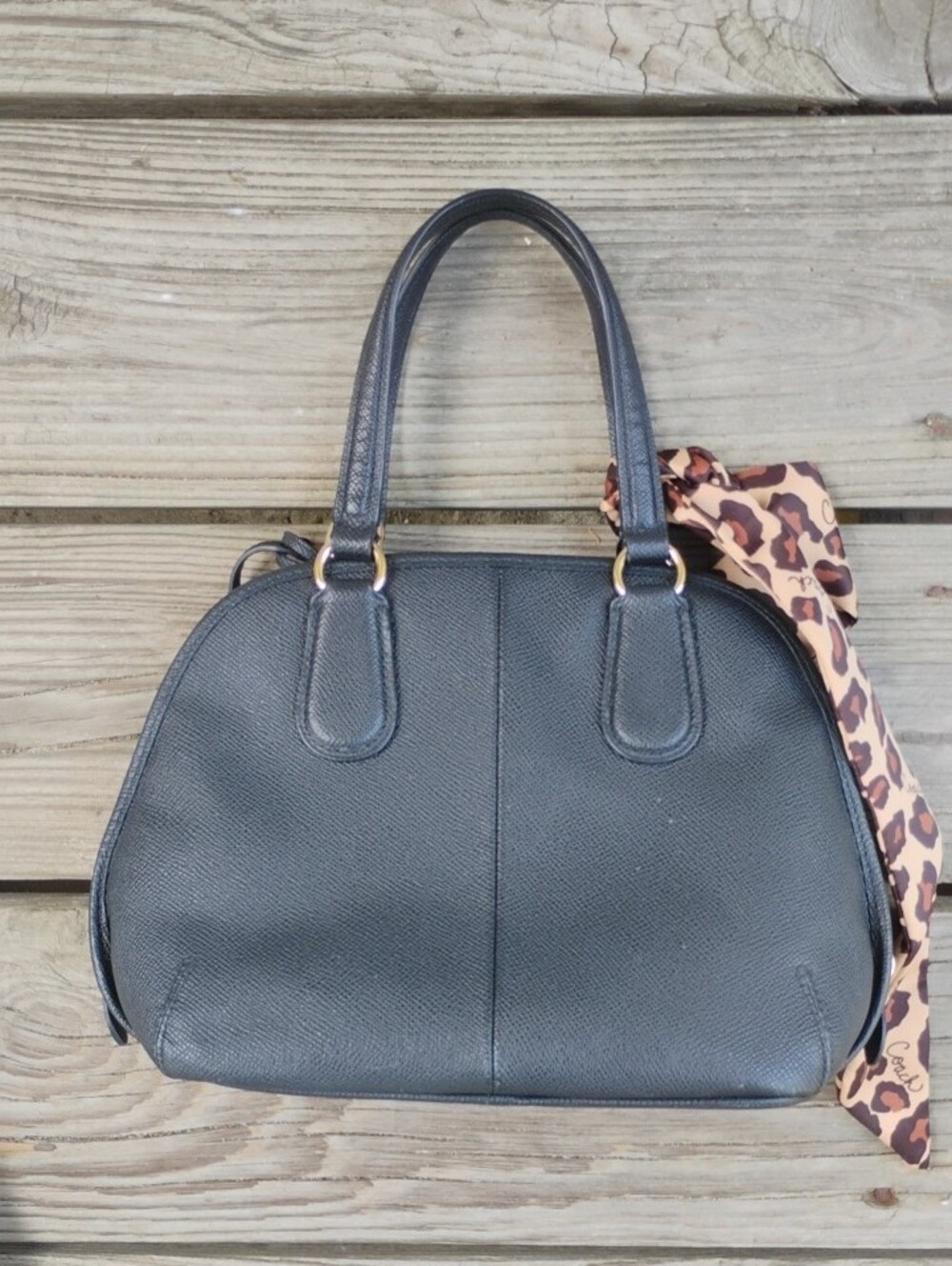 Coach Black Leather Prince Street Satchel Handbag Crossbody with Coach Scarf - Picture 3 of 16